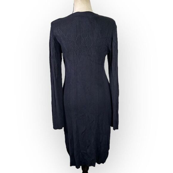 French Connection Joann Mari Mini Dress Women's XL Blue Black Plated Rib NWT - Picture 5 of 10
